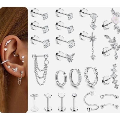 Inny producent KOLCZYKI 23 SZTUKI PIERCING UCHA CHRZĄSTKI HELIX TRAGUS STALOWE ZŁOTE Inny producent KOLCZYKI 23 SZTUKI PIERCING UCHA CHRZĄSTKI HELIX TRAGUS STALOWE ZŁOTE