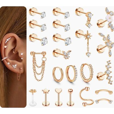 Inny producent KOLCZYKI 23 SZTUKI STAL NIERDZEWNA PIERCING UCHA CHRZĄSTKI HELIX TRAGUS Inny producent KOLCZYKI 23 SZTUKI STAL NIERDZEWNA PIERCING UCHA CHRZĄSTKI HELIX TRAGUS