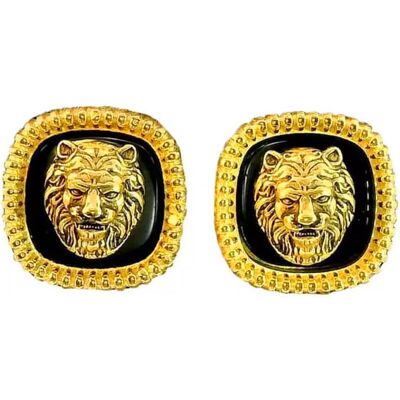 Kolczyki GUESS pozłacane z czarnym środkiem i lwem na sztyft LION STUDS Kolczyki GUESS pozłacane z czarnym środkiem i lwem na sztyft LION STUDS