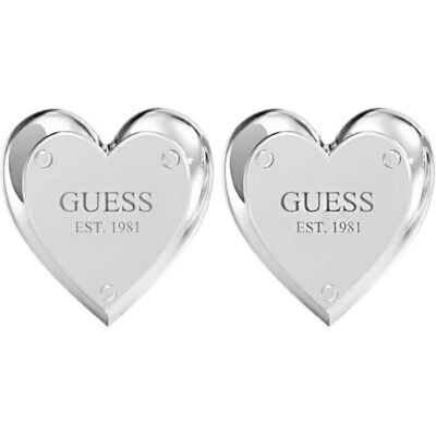 Kolczyki GUESS serduszka z napisem na sztyft HEART LOCK STUD Kolczyki GUESS serduszka z napisem na sztyft HEART LOCK STUD