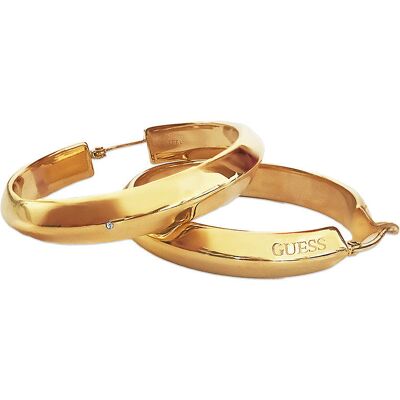 Kolczyki GUESS wiszące szerokie koła na angielskim zapięciu 26mm z logiem Kolczyki GUESS wiszące szerokie koła na angielskim zapięciu 26mm z logiem