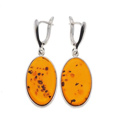 Skorulski Jewellery Kolczyki - koniakowy Bursztyn owalny i srebro Skorulski Jewellery Kolczyki - koniakowy Bursztyn owalny i srebro