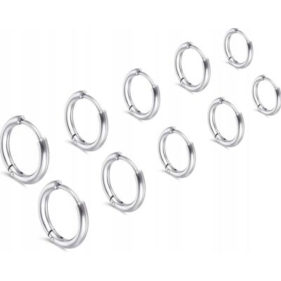Inny producent KOLCZYKI PIERCING KREOLKI STALOWE SREBRNE LEKKIE HIPOALERGICZNE 5 PAR Inny producent KOLCZYKI PIERCING KREOLKI STALOWE SREBRNE LEKKIE HIPOALERGICZNE 5 PAR