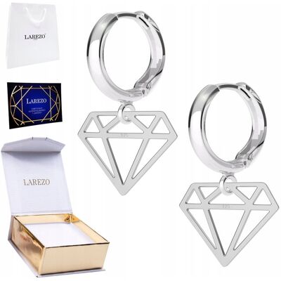 LAREZO Kolczyki Srebrne 925 Ażurowe Diamenty Klejnoty Brylanty Diament Diamencik LAREZO Kolczyki Srebrne 925 Ażurowe Diamenty Klejnoty Brylanty Diament Diamencik