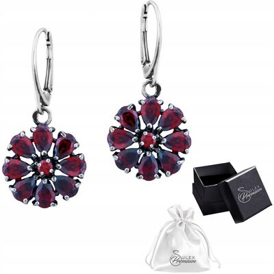 ulex premium Kolczyki srebrne pr. 925 Eleganckie Kolczyki Wiszące Motyw Kwiatu Garnet ulex premium Kolczyki srebrne pr. 925 Eleganckie Kolczyki Wiszące Motyw Kwiatu Garnet