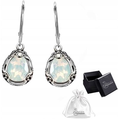 ulex premium Kolczyki srebrne pr. 925 Piękne Wiszące Kolczyki Biały kryształ White Opal ulex premium Kolczyki srebrne pr. 925 Piękne Wiszące Kolczyki Biały kryształ White Opal