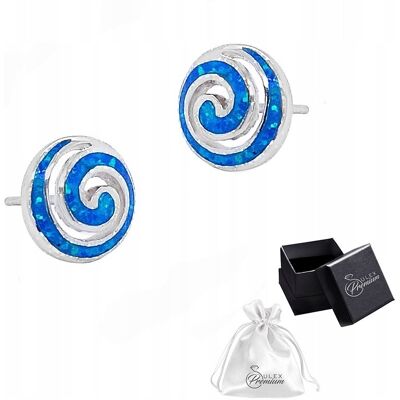ulex premium Kolczyki srebro pr. 925 Spirala Niebieski OPAL ulex premium Kolczyki srebro pr. 925 Spirala Niebieski OPAL