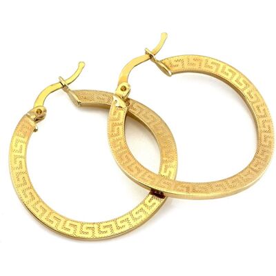 Lovrin Kolczyki złote 585 koła z greckim wzorem 31mm 2.34g Lovrin Kolczyki złote 585 koła z greckim wzorem 31mm 2.34g