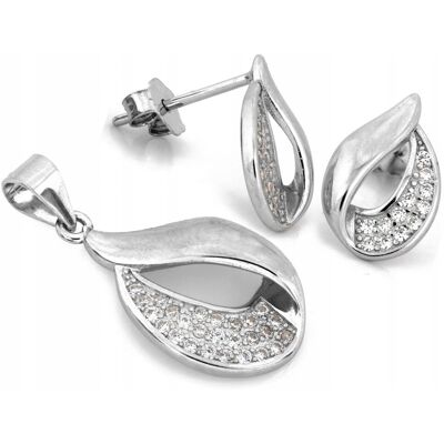 Lovrin Komplet srebrny 0.925 eleganckie kolczyki i zawieszka 2.67g Lovrin Komplet srebrny 0.925 eleganckie kolczyki i zawieszka 2.67g