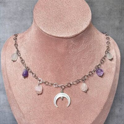 Inny producent Lunula Naszyjnik na wydobycie kobiecości choker księżyc ametyst kwarc różowy Inny producent Lunula Naszyjnik na wydobycie kobiecości choker księżyc ametyst kwarc różowy