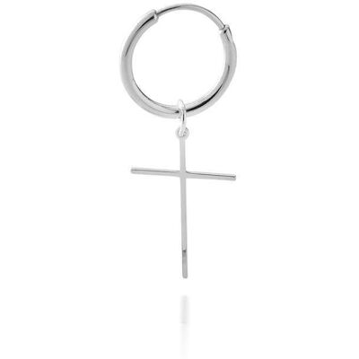 GIORRE Męski lub damski srebrny kolczyk koło 1,7 cm z krzyżykiem, srebro 925 : Srebro - kolor pokrycia - Pokrycie platyną GIORRE Męski lub damski srebrny kolczyk koło 1,7 cm z krzyżykiem, srebro 925 : Srebro - kolor pokrycia - Pokrycie platyną