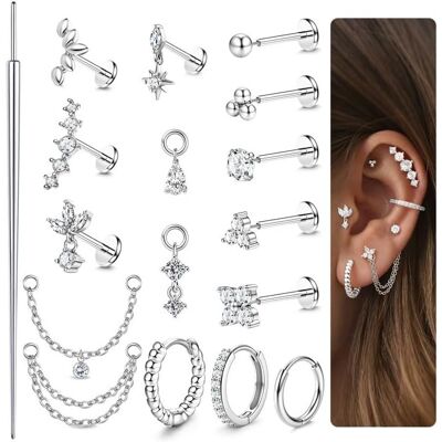 Inny producent MILACOLATO 12 szt. Kolczyk do uszu ze stali chirurgicznej damskie srebrne złote kolczyki do uszu do piercingu chrząstki Conch Piercing Helix Tragus,.. Inny producent MILACOLATO 12 szt. Kolczyk do uszu ze stali chirurgicznej damskie srebrne złote kolczyki do uszu do piercingu chrząstki Conch Piercing Helix Tragus,..