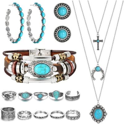 Inny producent Milacolato Biżuteria zachodnia dla kobiet naszyjnik turkusowy wisiorek western drop kolczyki turkusowe sztuczne skórzane paski warstwowe Boho Knuckl.. Inny producent Milacolato Biżuteria zachodnia dla kobiet naszyjnik turkusowy wisiorek western drop kolczyki turkusowe sztuczne skórzane paski warstwowe Boho Knuckl..