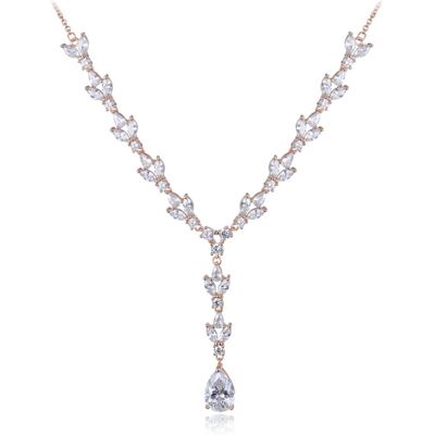 MINET Luksusowy rose gold srebrny naszyjnik z cyrkoniami Ag 925/1000 16,35g MINET Luksusowy rose gold srebrny naszyjnik z cyrkoniami Ag 925/1000 16,35g