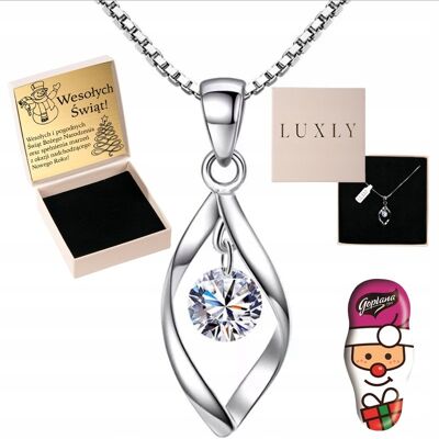 LUXLY Naszyjnik Damski Srebrny 925 Swarovski Dla Kobiety Z Kryształem Z Grawerem LUXLY Naszyjnik Damski Srebrny 925 Swarovski Dla Kobiety Z Kryształem Z Grawerem