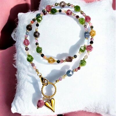 Inny producent Naszyjnik Feria Barw Choker z kolorowych turmalinów z dodatkowymi zawieszkami Inny producent Naszyjnik Feria Barw Choker z kolorowych turmalinów z dodatkowymi zawieszkami