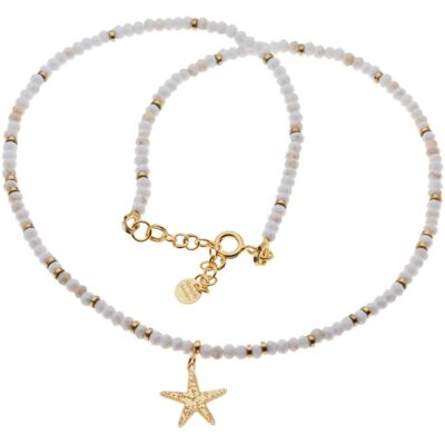 Skorulski Jewellery Naszyjnik - Howlit, Hematyt złoty, rozgwiazda i srebro złocone Skorulski Jewellery Naszyjnik - Howlit, Hematyt złoty, rozgwiazda i srebro złocone