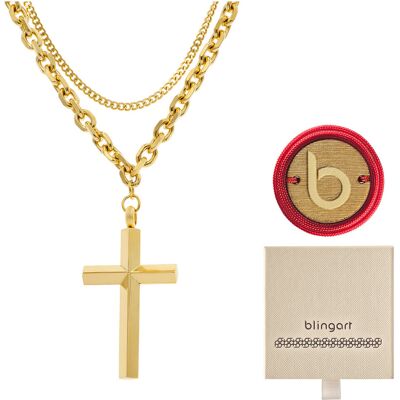 Inny producent Naszyjnik męski krzyż pancerka stal chirurgiczna łańcuszek 2w1 BLINGART Inny producent Naszyjnik męski krzyż pancerka stal chirurgiczna łańcuszek 2w1 BLINGART