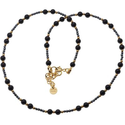 Skorulski Jewellery Naszyjnik regulowany - Turmalin czarny, Hematyt i srebro złocone Skorulski Jewellery Naszyjnik regulowany - Turmalin czarny, Hematyt i srebro złocone