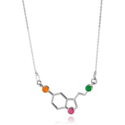 GIORRE Naszyjnik serotonina z kolorowymi kamieniami, srebro 925 w pokryciu platyną GIORRE Naszyjnik serotonina z kolorowymi kamieniami, srebro 925 w pokryciu platyną