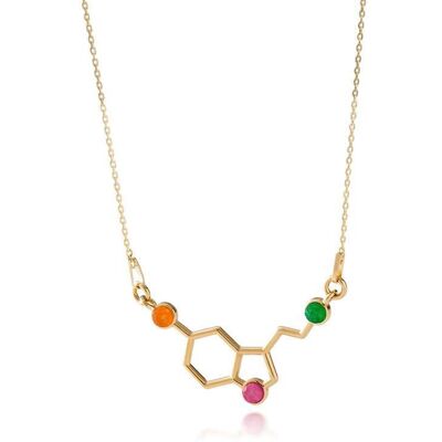 GIORRE Naszyjnik serotonina z kolorowymi kamieniami, srebro 925 w złotym pokryciu GIORRE Naszyjnik serotonina z kolorowymi kamieniami, srebro 925 w złotym pokryciu