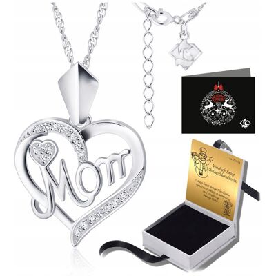 FoxyJewellery Naszyjnik Srebrny 925 Serce Damski Zawieszka Prezent na Dzień Mamy dla Mamy FoxyJewellery Naszyjnik Srebrny 925 Serce Damski Zawieszka Prezent na Dzień Mamy dla Mamy