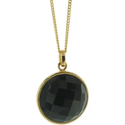 Skorulski Jewellery Naszyjnik srebrny złocony - cięty Onyks okrągły na łańcuszku-45 cm Skorulski Jewellery Naszyjnik srebrny złocony - cięty Onyks okrągły na łańcuszku-45 cm