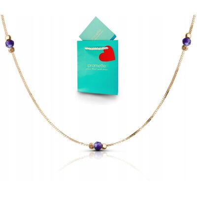 promette Naszyjnik z ametystem celebrytka z kamieniami naturalnymi choker złoty 925 promette Naszyjnik z ametystem celebrytka z kamieniami naturalnymi choker złoty 925