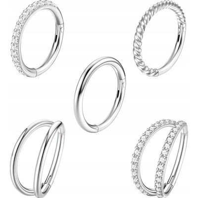 Inny producent PIERCING 5 SZTUK 18G 16G KOMPLET OBRĘCZE KOLCZYKI BIŻUTERIA CHIRURGICZNA Inny producent PIERCING 5 SZTUK 18G 16G KOMPLET OBRĘCZE KOLCZYKI BIŻUTERIA CHIRURGICZNA