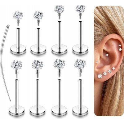 Inny producent PIERCING 8 SZTUK STAL NIERDZEWNA KOLCZYKI KOMPLET KOBIETY STYLOWY TRAGUS Inny producent PIERCING 8 SZTUK STAL NIERDZEWNA KOLCZYKI KOMPLET KOBIETY STYLOWY TRAGUS