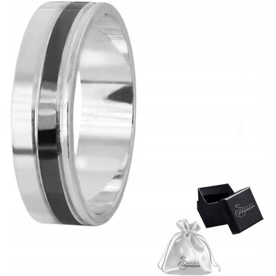 ulex premium Pierścionek srebro pr. 925 Obrączka z Czarnym Paskiem szer. 6 mm r.15 ulex premium Pierścionek srebro pr. 925 Obrączka z Czarnym Paskiem szer. 6 mm r.15