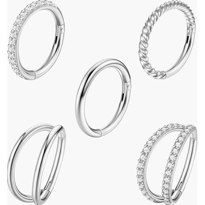 Inny producent PIERŚCIONKI 5 SZTUK 18G 16G 8MM 10MM STALOWE CYRKONIE KOLCZYKI OKRĄGŁE Inny producent PIERŚCIONKI 5 SZTUK 18G 16G 8MM 10MM STALOWE CYRKONIE KOLCZYKI OKRĄGŁE