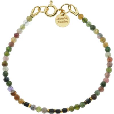 Skorulski Jewellery, Bransoletka, cięty Turmalin kolorowy. Hematyt i srebro złocone-18 cm Skorulski Jewellery, Bransoletka, cięty Turmalin kolorowy. Hematyt i srebro złocone-18 cm