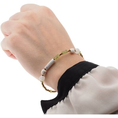 Skorulski Jewellery, Bransoletka, Kamień Księżycowy, Hematyt, Perydot, Howlit i srebro złocone Skorulski Jewellery, Bransoletka, Kamień Księżycowy, Hematyt, Perydot, Howlit i srebro złocone