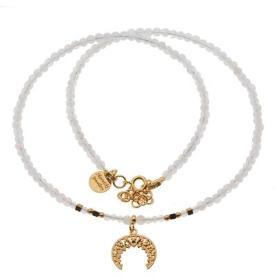 Skorulski Jewellery, Naszyjnik, Kamień Księżycowy, Kryształ Górski, Hematyt, róg obfitości i srebro złocone Skorulski Jewellery, Naszyjnik, Kamień Księżycowy, Kryształ Górski, Hematyt, róg obfitości i srebro złocone