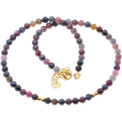 Skorulski Jewellery, Naszyjnik, Rubin i Szafir fasetowane kulki i srebro złocone Skorulski Jewellery, Naszyjnik, Rubin i Szafir fasetowane kulki i srebro złocone