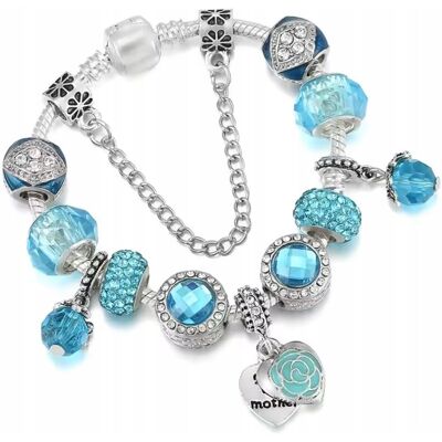 Inny producent Srebrna Bransoletka Charms Beads Akwamaryn Cyrkonie Serce Jagody Kwiaty Inny producent Srebrna Bransoletka Charms Beads Akwamaryn Cyrkonie Serce Jagody Kwiaty