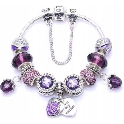 Inny producent Srebrna Bransoletka Charms Beads Ametyst Cyrkonie Serce Jagody Kwiaty Love Inny producent Srebrna Bransoletka Charms Beads Ametyst Cyrkonie Serce Jagody Kwiaty Love
