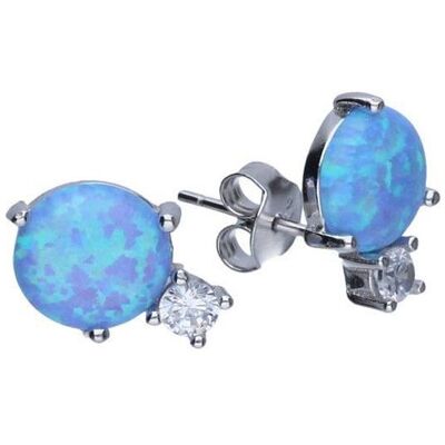 Lovrin Srebrne kolczyki 925 niebieski opal i cyrkonia 1,72g Lovrin Srebrne kolczyki 925 niebieski opal i cyrkonia 1,72g