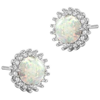Monilu Srebrne kolczyki 925 Round Opal białe sztyft Monilu Srebrne kolczyki 925 Round Opal białe sztyft