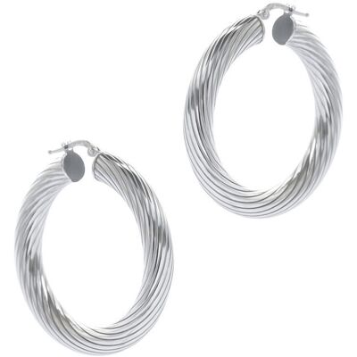 Monilu Srebrne kolczyki 925 skręcone koła 41 mm Monilu Srebrne kolczyki 925 skręcone koła 41 mm