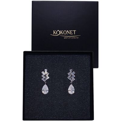 KOKONET Srebrne kolczyki łezki wiszące sztyfty dla PANNY MŁODEJ ślub wesele glamour KOKONET Srebrne kolczyki łezki wiszące sztyfty dla PANNY MŁODEJ ślub wesele glamour
