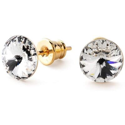 GIORRE Srebrne kolczyki Rivoli 8mm, srebro 925 : Kryształy - kolor - Crystal, Srebro - kolor pokrycia - Pokrycie żółtym 18K złotem GIORRE Srebrne kolczyki Rivoli 8mm, srebro 925 : Kryształy - kolor - Crystal, Srebro - kolor pokrycia - Pokrycie żółtym 18K złotem