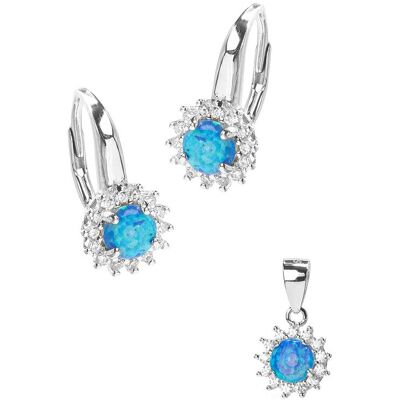 Inna producent Srebrny komplet kolczyki zawieszka Blue Opal Inna producent Srebrny komplet kolczyki zawieszka Blue Opal