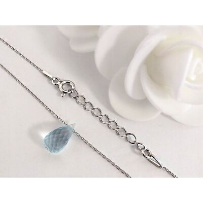 Lovrin Srebrny Naszyjnik 925 Łańcuszek Duża Kropla Topaz Lovrin Srebrny Naszyjnik 925 Łańcuszek Duża Kropla Topaz