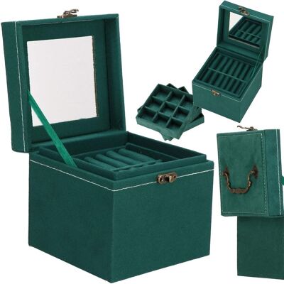 Springos Szkatułka Na Biżuterię 12X12X12 Cm Zielony Kuferek Z Przegródkami I Lusterkiem Welurowy Springos Szkatułka Na Biżuterię 12X12X12 Cm Zielony Kuferek Z Przegródkami I Lusterkiem Welurowy