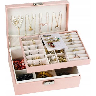 Inny producent SZKATUŁKA NA BIŻUTERIĘ ORGANIZER SKÓRA PU AKSAMIT 23x18 CM RÓŻOWA Inny producent SZKATUŁKA NA BIŻUTERIĘ ORGANIZER SKÓRA PU AKSAMIT 23x18 CM RÓŻOWA