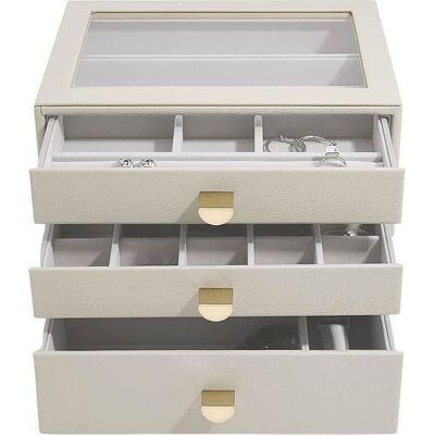 Szkatułka na biżuterię Stackers classic jasnobeżowa z 3 szufladami Szkatułka na biżuterię Stackers classic jasnobeżowa z 3 szufladami