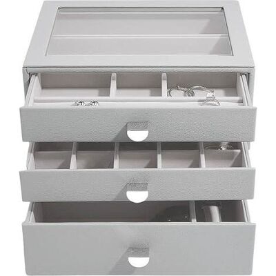 Szkatułka Na Biżuterię Z Szufladami (Szara) Classic Stackers Szkatułka Na Biżuterię Z Szufladami (Szara) Classic Stackers