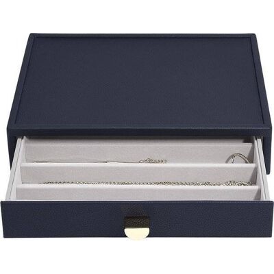 Szkatułka na naszyjniki Stackers Pebble classic granatowa z szufladą Szkatułka na naszyjniki Stackers Pebble classic granatowa z szufladą